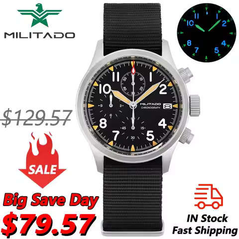 Militado ML1868KF Quartz 3 Dial Watch VK67 Chronograph Movement Luminous Watches Sapphire Glass 100m