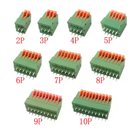 KF141V 2.54mm Pitch 2/3/4/5/6/7/8/9/10 Pin Terminal Block PCB Mount Screwless Connector Straight Ter