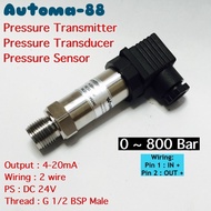 Pressure Transmitter 0-800Bar 4-20mA 24V DC 2 wire 800 Bar 80MPa KK01
