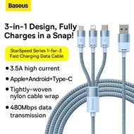 Baseus 3 in 1 USB Cable Fast Charging for iPhone 14 13 12 Pro Max 3.5A Micro USB Type C Cable for Sa