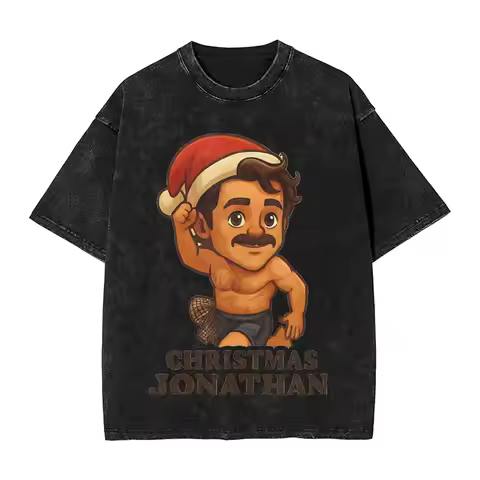 Christmas Jonathan Bailey T Shirts Hip Hop Washed Short Sleeve Harajuku T-Shirts Men Women Tops Stre