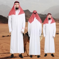 Men's White Thobe and Red Checkered Ghutra Headdress Costume Set