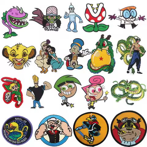Disney Anime embroidery patches Cartoon Popeye,dinosaur,clothing,bags,hats,badge,iron patches, acces
