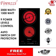 Firenzzi Built In Or Freestanding Ceramic Hob 2000 Watt + 1500 Watt FRC2066 Ready Stock Free Stainle