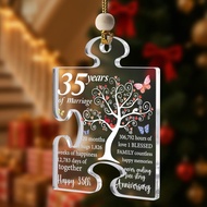 Happy 35th Wedding Anniversary Ornament, Romantic Marriage Keepsake Gift for Parents, Couple, Husban