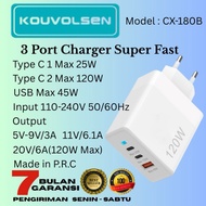 3 Port Super Fast Charger (Type C 25W + Type C 120W + USB 45W) Apple, Android, tablet CHARGING/ hp C