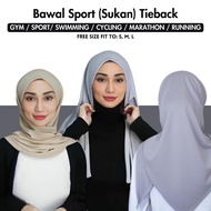 Tudung Sports Bawal Sukan Tie back Instant Tali Floise ironless sport / gym / swimming / Marathon Ba