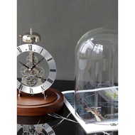 Luminous Hourly Point Walnut Table Clock Household Table Clock LED Mechanical Metal Living Room Cloc