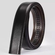 (110 - 125cm) No Buckle Genuine Leather Belt Automatic Ratchet Belt 3.5cm width