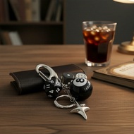 Magic 8 Ball Dice Keychain, Y2K Pool Ball Star Keychain for Men, Black Lucky Dice Silver Heart Bag C