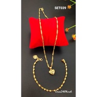 🔥Gift Set 🔥EMAS KOREA -Set Rantai Gila + Tangan +Loket Emas Korea 24K murah (SET039)