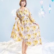 【LADY】長袖善舞的薯條 日本和服式洋裝 京都平等院 紗紗長裙