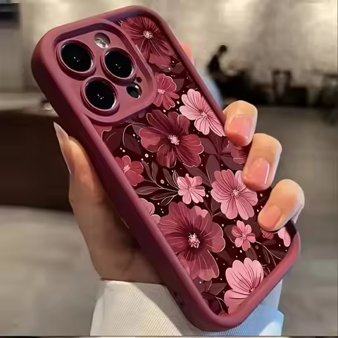 Elegant Red Floral Pattern Phone Case For Xiaomi Redmi Note 14 13 12s 12 11 10 9s 9 8 7 A5 Pro Plus 