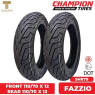 Champion Tubeless Tires Set for Yamaha FAZZIO 110/70 X 12 & 110/70 X 12 (Made in Thailand)