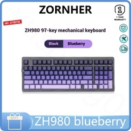Zornher ZH980 Black through Blueberry side engraved mechanical keyboard Wired wireless Bluetooth cus