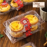 100 Plastic Boxes for 2 Egg Tarts, Dumplings, 2-cell Plastic Box, 4 Fruit Tarts Box