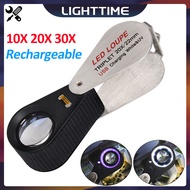 10X 20X 30X Metal Jewelry Magnifying Glass with LED Lights and UV Lamp Foldable Rechargeable Magnifi