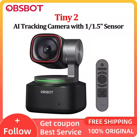 OBSBOT HDR Streaming Camera Webcam Tiny 2 AI Tracking Camera with 1/1.5" Sensor, 4K & Remote Combo V