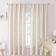 Linen Curtains 160cm/240cm Length for Living Room Bedroom Rod Pocket Light Filtering Semi Window Cur