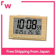 Seiko Clock Alarm Clock Radio Digital Calendar Light Brown Wood Grain 91 x 148 x 47mm SQ799B