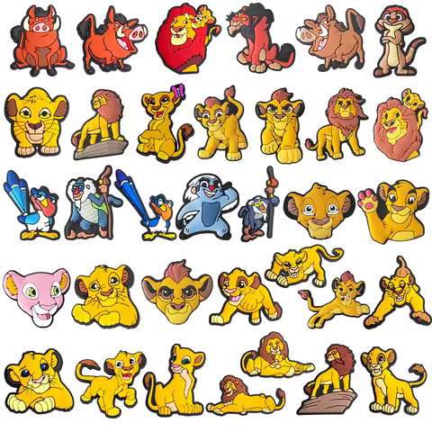1-34pcs Hot Toys Disney Lion King Simba Shoe Charms Sandals Shoes Decoration Cartoon Clog Shoes Acce