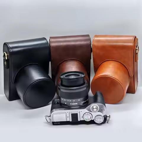 Leather case For Canon EOS M M2 M3 M6 M100 With 15-45mm Lens Camera Bag Wiht Strap