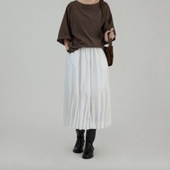 海鹽氣泡水的夏天 光澤感褶皺半身裙