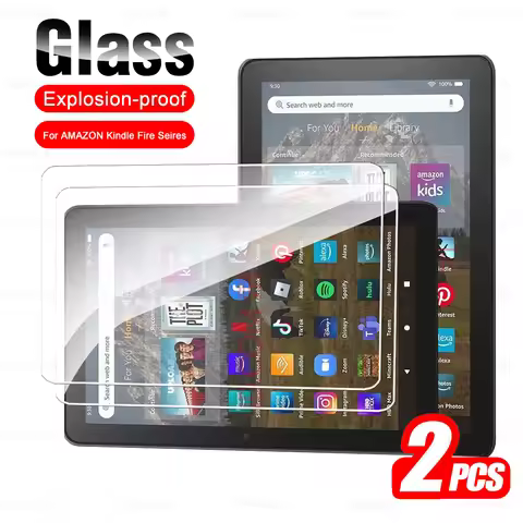 2Pcs Glass For Kindle Fire HD8 Plus 8'' Tempered Glass For Kindle HD 8 2022 8inch Fire 7 inch HD Scr