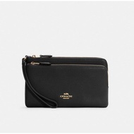 (MY Readystock) C0ACH Double Zip Wallet In Black CU919