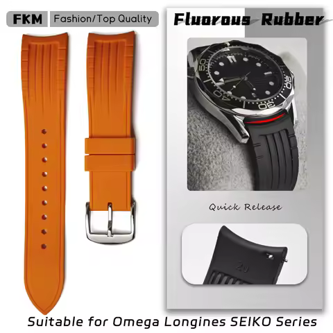 Quick Release Natural Rubber Watch Strap for Omega SEIKO Breitling IWC Oris Jaeger LeCoultre 19mm 20