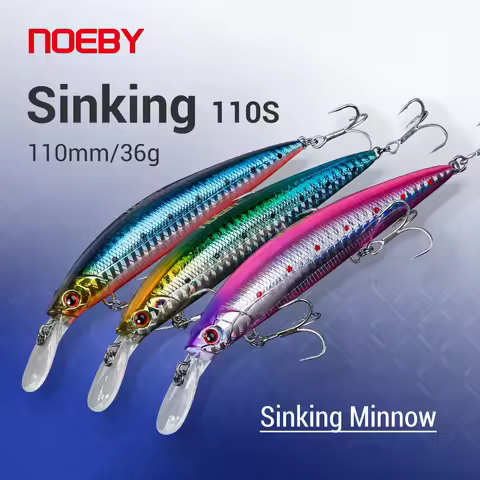 NOEBY 3PCS Minnow Fishing Lures 110mm 36g Sinking 0.2-3m Wobbler Jerkbait Artificial Hard Bait Sea B