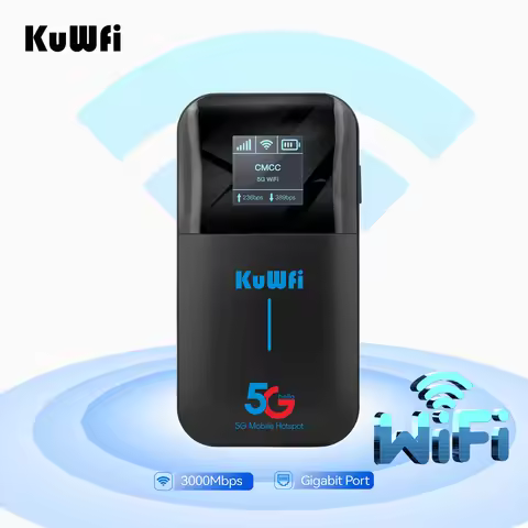 KuWiFi AX3000 5G Mobile Hotspot MF650 PLUS, WiFi 6 Router, 4500mAh Battery, USB-C, Gigabit LAN, Supp