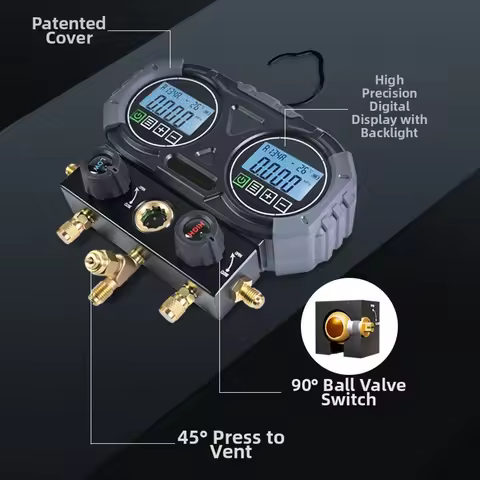 HVAC Digital Manifold Gauge 0-6000 KPa Electronic Refrigeration Pressure Tester For R134A R22 R410A