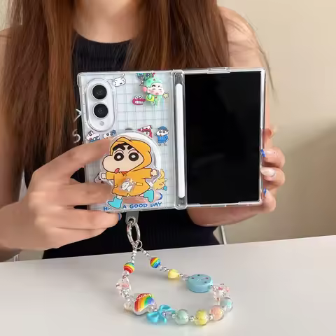 Plaid Crayon Shin-chan Magnetic Phone Case for Samsung Galaxy Z Fold 8 Ultra Fold 7 6 5 Fold 8 Cover