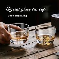 (Logo can be engraved) 100ML crystal glass tea cup, household tea cup, bar tasting cup, whiskey cup, red wine cup, coffee cup, birthday gift