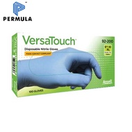 ANSELL, VersaTouch 92-200, Disposable Nitrile Gloves, Blue, Size: M