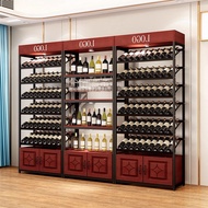 H-Y/ Wine Cabinet Display Rack Supermarket Liquor Rack Chateau Floor Cabinet Storage Iron Shelf Wine Rack QZ1T