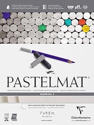 Clairefontaine Pastelmat Glued Pad - Palette No. 3 - (7 x 9 1/2 Inches) 18 x 24 cm - 360g - 12 Sheets - White