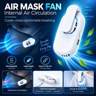 USB Rechargeable Clip-On Face Mask Cooling Fan 2 Speeds Lightweight Mini Air Cooler