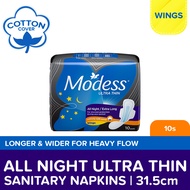 Modess All Night Ultra Thin Extra Long with Wings Sanitary Napkin 10s - Med-Heavy Flow,Thin Pad
