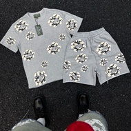 Denim Tears Cactus Tears Wreath Tee Gray T-Shirt/Shorts, Men's Summer Set, PLV Men's short sleeve Se