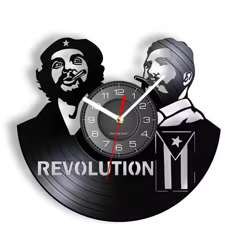 Fidel Castro Che Guevara Cuban Home Deor Wall Clock Havana Cuba Revolution Vinyl Record Clock Viva C
