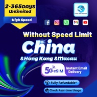 China&HK&Macau eSIM 2-365Days 20-50GB Unlimited Data⚡High Speed📧INSTANT✈️Travel Easy