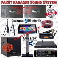 Paket Karaoke Sound System BMB 12" + Amplifier + Subwoofer + Geisler