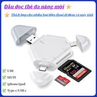 Multifunctional Micro SD Card Reader For Computers And Mobile Phones - With Type C, USB, Lightning, Micro USB Connection Ports