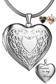 Locket Necklace for Women, Heart Locket Necklace Pendant Necklaces with Picture Inside- Jewelry Memo