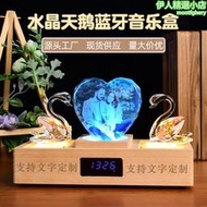 水晶天鵝時鐘diy照片木質音樂盒結婚情侶紀念品禮物創意擺件