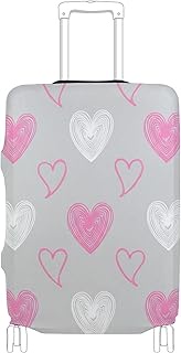 Hearts Soft Pink White Gray Suitcase Covers Luggage Protector Cute Personalized Cool Travel Accessor