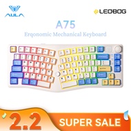 AULA LEOBOG A75 Ergonomic Keyboard 83 keys Wired/2.4G/BT RGB Hot-swap with knob, Joystick Controls M