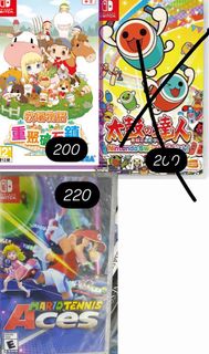 Switch 太鼓達人 ，重聚礦石鎮 牧場物語 ，Mario tennis Ace